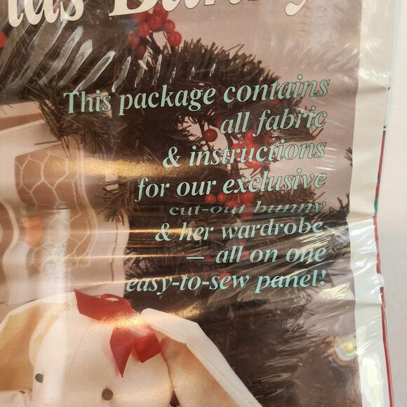 Daisy Kingdom Nina’s Christmas Bunny Fabric Panel Kit 1991 Style 9835 - Picture 3 of 7